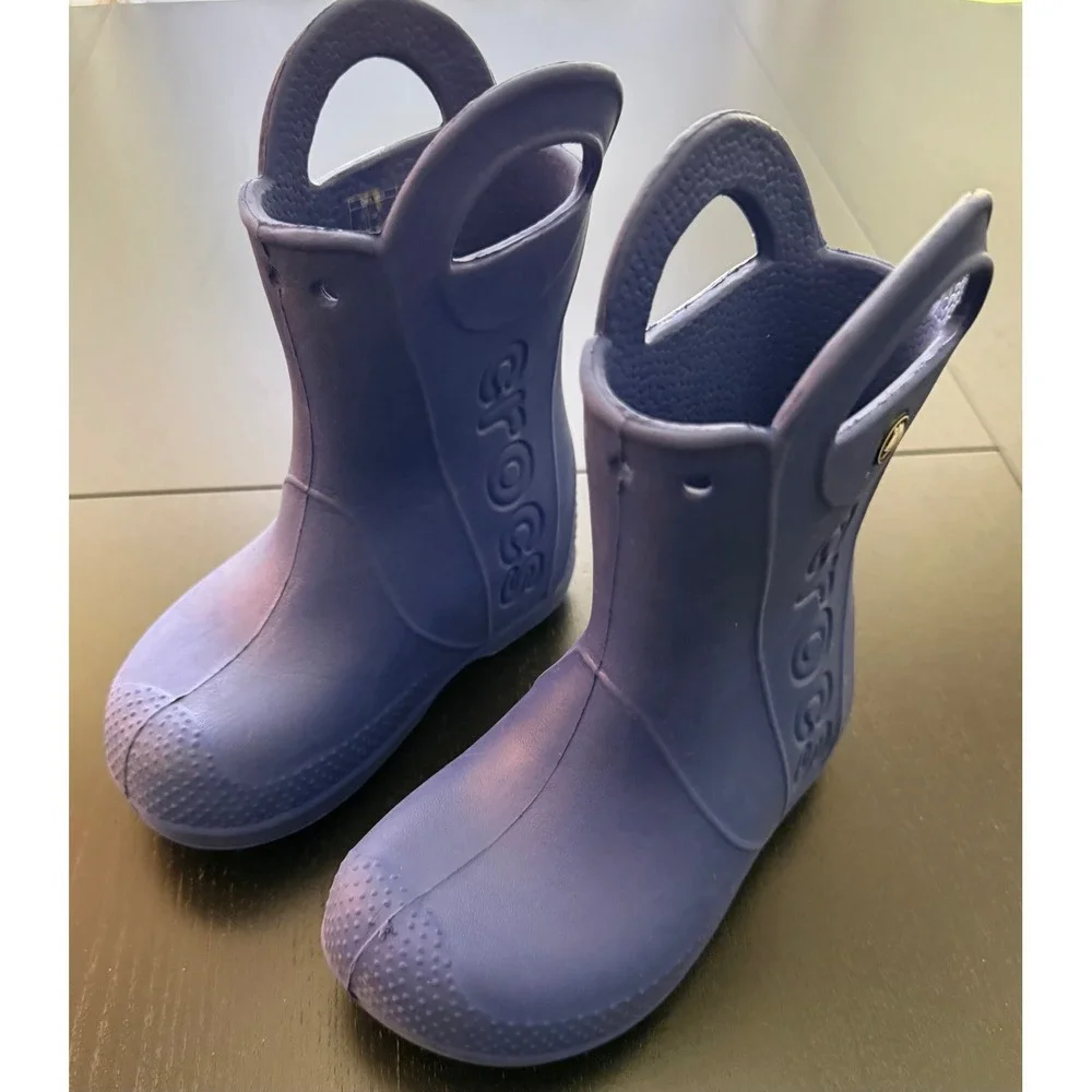 CROCS Little Kid Handle It Rain Boot Size C9 Blue Easy On/Off Waterproof Pull-On